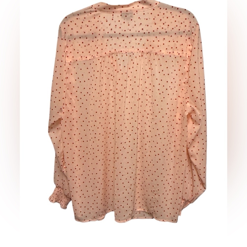 torrid Pink Polka Dot Tie-Neck Blouse with Red Dots - Picture 7 of 14